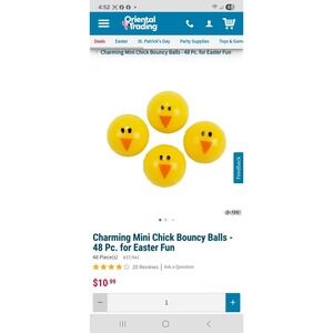 48 Easter‎ Chick  Bounce Balls  1" Size